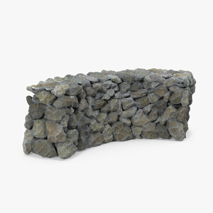 Rustic Bend Stone Wall 3D