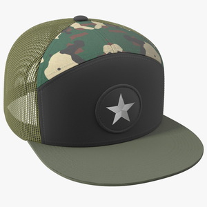 Seven Panel Trucker Cap Camouflage 3D model