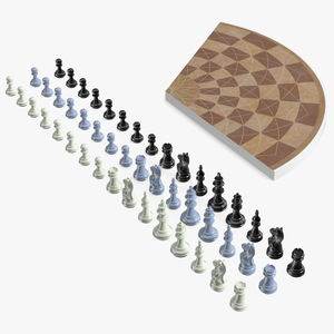 Three Player Chess Set Folded 3D model