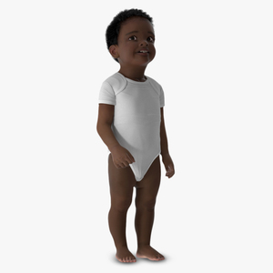 3D Black Toddler Boy in Bodysuit Standing model