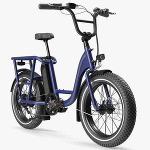 3D Electric Cargo Bike Blue Rigged