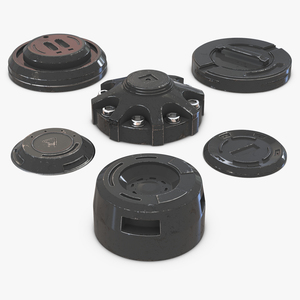 3D Industrial End Caps Set model