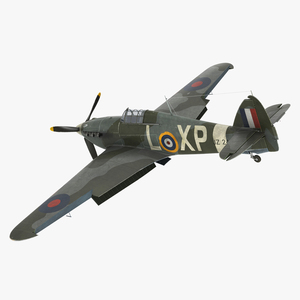 Hawker Hurricane Mk1 WW2 Fighter Rigged 3D model