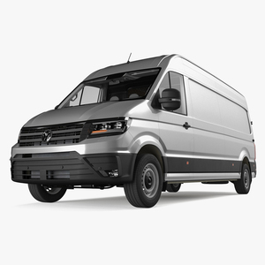 3D Volkswagen Crafter Van 2024 Long Silver Metallic model