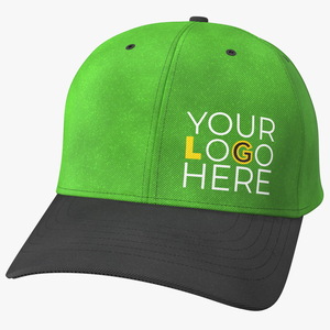 Cap Cotton Green Black Your Logo 3D