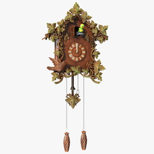 Colored Wooden Cuckoo Clock Rigged 3D model