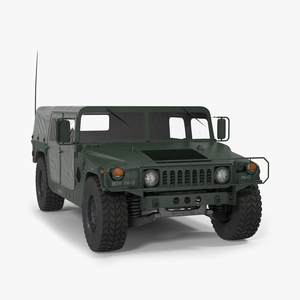 Soft Top Military Car HMMWV m1035 Green 3D model