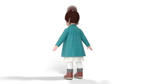 3D Baby Girl Outdoor Autumn Style A-Pose Fur