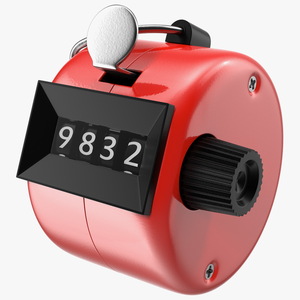 3D Mechanical Hand Tally Counter Red model