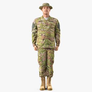 3D US Soldier Standing at Attention ACU Camo