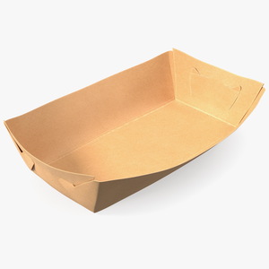 Disposable Brown Paper Food Tray 3D