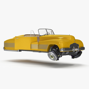 3D Yellow Hover Retro Car Rigged for Maya model