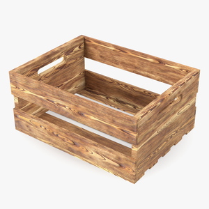 3D model Scorched Small Low Wooden Fruit Box