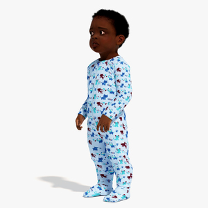 3D Toddler Black Boy in Full Bodysuit Standing model