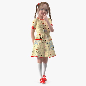 3D Realistic Child Girl Everyday Style Rigged for Maya