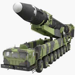 3D Transporter Erector Vehicle Hwasong-15 with Intercontinental Ballistic Missile Dirty Rigged