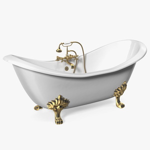 3D model Double Slipper Clawfoot Bath Bronze