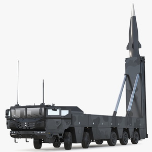 Strategic Missile on Road Mobile Vehicle Rigged 3D