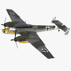 3D German WWII Heavy Fighter Messerschmitt Bf 110 Rigged model