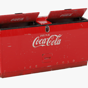 Worn Vintage Double Refrigerator with Coca Cola Inside 3D model