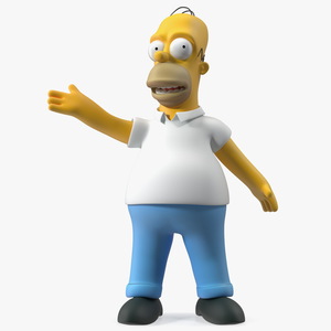 3D Cartoon Character Homer Simpson Waving Pose model