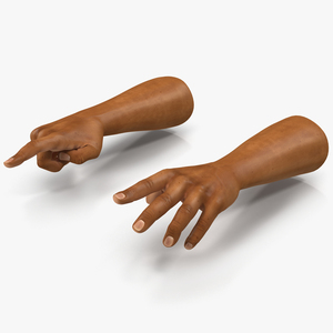 3D African Man Hands 2 Rigged