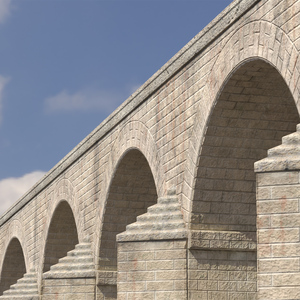 Ancient Two Level Roman Aqueduct 3D