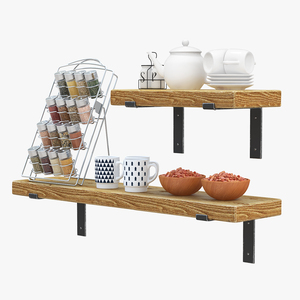 3D model Kitchen Shelf with Spice Rack and Kitchenware