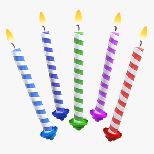 3D Birthday Candles with Flame Set