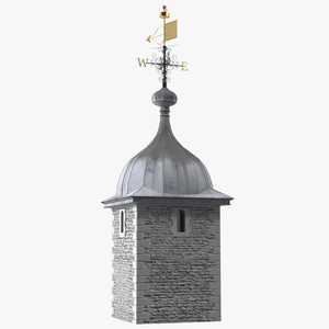 3D Ancient Tower of Castle with Weather Vane