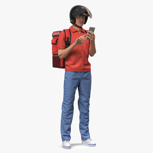 3D model Food Delivery Man Standing Pose Fur