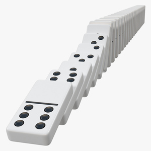 3D White Domino Knuckles Falling in a Row model