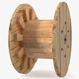 3D Industrial Wooden Cable Drum model