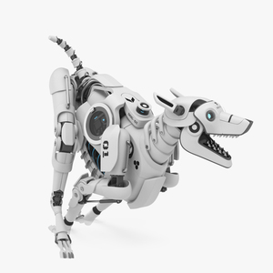 3D Running Futuristic Robotic Dog White