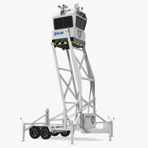 3D Flir SkyWatch Mobile Surveillance Tower Rigged