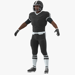 3D model Black Man Uniform T-Pose American Football Players