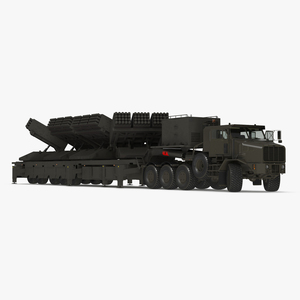 3D model Jobaria Rocket Launch System with Oshkosh Transporter Green Rigged for Cinema 4D