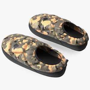 Khaki Down Slippers 3D model