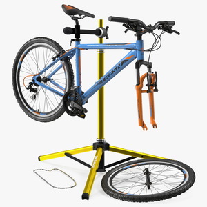 Mountain Bike Repair Stand with Parts 3D