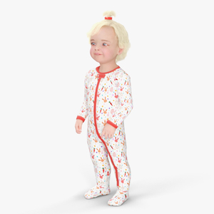 3D Toddler Girl in Full Bodysuit Standing model