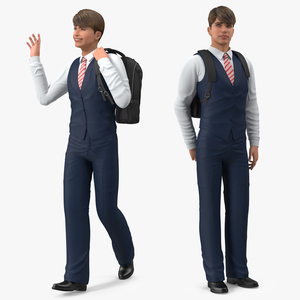 3D Teenage Boy School Uniform Rigged model