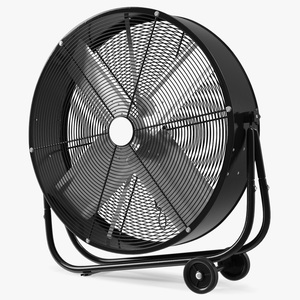 Industrial Floor Fan with Wheels 3D