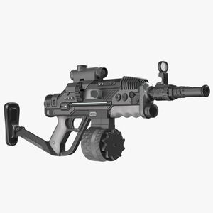 3D model Futuristic Rifle Dark Colored Rigged for Maya