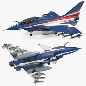 3D Chengdu J10 S Aerobatic Team Fighter Jet Armed