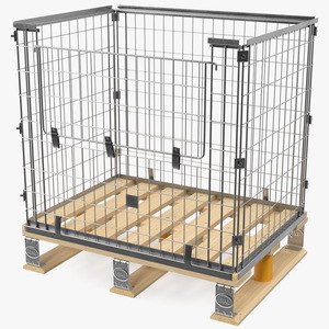 Mesh Cage on EPAL Euro Pallet 3D model