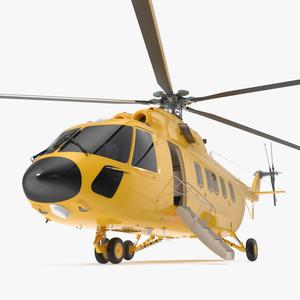 3D Offshore Cargo Helicopter Yellow Rigged for Cinema 4D model