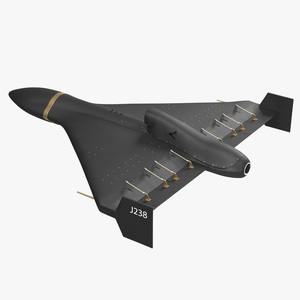 3D Shahed 238 Kamikaze Drone Black Rigged model