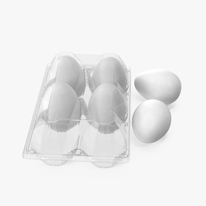 Plastic Egg Tray with 6 White Eggs 3D model