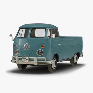 3D Volkswagen Type 2 Single Cab Pick Up Blue