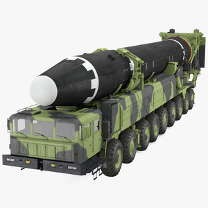 Hwasong-15 Transporter Erector Vehicle with Intercontinental Ballistic Missile Clean 3D model